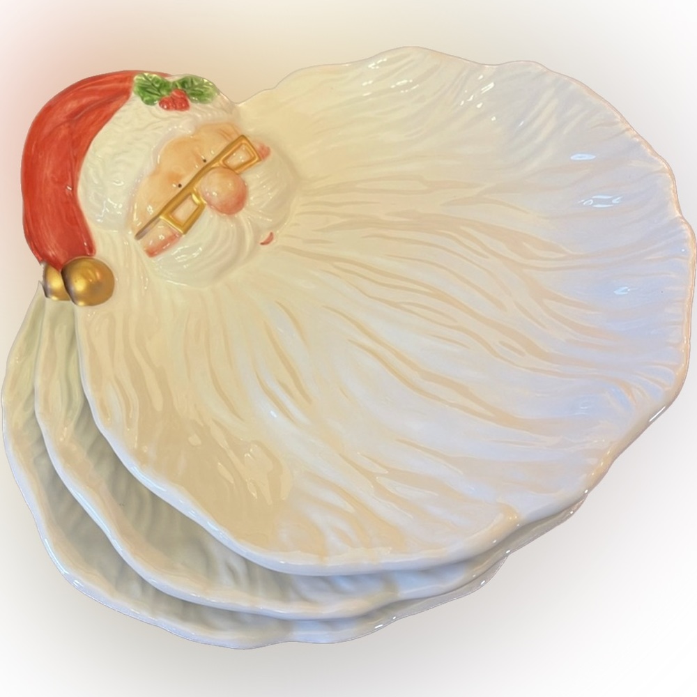 Fitz & Floyd set of 3 Santa Platters